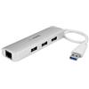 Hub usb Startech 3 Port Portable USB 3.0 Hub plus GbE - Hub with Built-In Cable - Hub - 3 x SuperSpeed USB 3.0 + 1 x 10/100/1000 [ST3300G3UA]