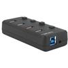 Natec Hub USB 3.0 Mantis2, 4-ports on/off with AC Adapter, Black [NHU-1557]