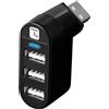 Techly Hub USB Techly rotante con 3 porte USB 2.0 Nero