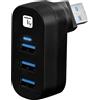 Techly Hub USB Techly rotante con 3 porte USB 2.0 Nero