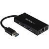 Startech.com Hub Usb Startech.com portatile 3-porte con Adattatore Nic Ethernet Gbe [ST3300GU3B]