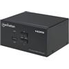 Manhattan Switch Kvm Manhattan Hdmi 2 porte Doppio Monitor 4k Nero