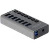Delock Hub usb SuperSpeed esterno 7 porte + Switch Grigio [63669]