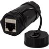 Techly Accoppiatore RJ45 Techly cat.6a F/F da panello IP68 con passacavo Nero