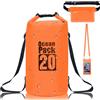 Gucass Borsa Impermeabile 20L Dry Bag Sacco Impermeabile Mare con Tracolla Regolabile, Sacca Stagna con Marsupio e Custodia per Cellulare, Waterproof Bag per Surf Rafting Campeggio e Kayak (Blu)