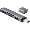 Logilink Hub usb 3.2 Logilink Gen2 2 porte usb-A con Lettore di schede card reader in alluminio Silver
