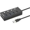 Manhattan Hub Manhattan USB 3.0 4 porte Type-A con Interruttori per Singola Porta Nero