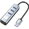 Techly Adattatore di rete Techly Convertitore USB tipo A a RJ45 Gigabit con Hub 3Porte USB 5Gbps