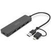 Digitus Hub Usb Digitus Slim Line DA-70235 Usb-C 3.0 4porte 12000 Mbit/s 0.2m Nero [DA-70235]