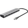Trust Hub Usb Trust Halyx 5 porte Tipo-C 100W Argento [25136]