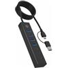 Icybox Hub usb IcyBox IB-HUB1737-C3 Usb 3.0 tipo A/C 7 porte Nero [NUICYUS7P000011]