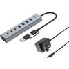 Conceptronic Hub USB3.0 Conceptronic HUBBIES20GP 7 porte con adattatore di alimentazione 5Gbps 3xUsb tipo C/4xUsb tipo Grigio [HUBBIES20GP]