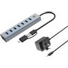 Conceptronic Hub USB3.0 Conceptronic HUBBIES21GP 7 porte con adattatore di alimentazione 5Gbps 7xUsb tipo A Grigio [HUBBIES21GP]