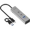 I-tec Hub Usb I-tec 4x porte 2x USB-C + 2x USB-A PD 85W Argento [CAHUBMETAL2A2CPD]