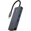 Rapoo Adattatore multiporta Rapoo UCM-2004 8 in 1 USB-C 7.5W Grigio [11412]