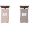 WoodWick Hourglass Candela Profumata Grande con Stoppino Scoppiettante, Vaniglia E Sale Marino & candela grande profumata con stoppino scoppiettante | Focolare (Fireside)