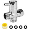 NAROSEBE Valvola Deviatrice 3 Vie Doccia Deviatore Rubinetto Colonna, Cromo, G1/2 20mm Bagno Universale di Ricambio + 3x Guarnizioni + Nastro Idraulico