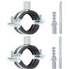 PATIKIL Gancio per tubi ad anello diviso da 38-44 mm, 2 pezzi, resistente staffa per tubo regolabile in ferro zincato, supporto per tubo da parete a soffitto con viti e tubo di espansione, nero