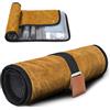 Estour Borsa da toilette da uomo, kit dopp da viaggio, organizer per rotolo da bagno, impermeabile, per kit da barba, igiene, accessori da toeletta, 2. Giallo cachi (tela cerata), Pratico