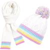 PinkSheep Set invernale da bambina, berretto e sciarpa, cappello arcobaleno, sciarpa morbida e calda, cappelli invernali per bambini dai 4 ai 14 anni, accessori alla moda per ragazze