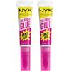 NYX Professional Makeup The Brow Glue Crazy Lift Gel Sopracciglia Trasparente Lunga Tenuta 24h Fissaggio Effetto Laminazione Resistente al Sudore Pettinino Integrato Formula Vegana - 2 Flaconi da 7ml