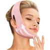 Aribliseza Maschera Viso a Forma di V con Fascia per Mento, per Apnea Notturna, Effetto Lifting, M, Rosa