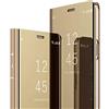 MRSTER Samsung Galaxy S21 Ultra Cover, Mirror Clear View Standing Cover Full Body Protettiva Specchio Flip Custodia per Samsung Galaxy S21 Ultra. Flip Mirror: Gold