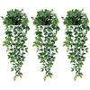 Whonline 3 Pack Artificial Hanging Plants Fake Plants with Pots for House Bedroom Wall Garden Decor