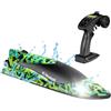 OVERMAX X-SURGE Barca da Corsa RC Telecomandata con Luce LED 35 km/h 1200 mAh Batterie 30 min di Divertimento Controllo Velocità Portata fino a 100 m, Giocattolo per Piscine e Laghi