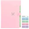 KONVINIT Cartelle Soffietto portadocumenti espandibile,Formato Protocollo A4,Chiusura con Bottone con 5 Tasche,pink