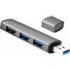 Logilink Hub usb 3.2 Gen2 3 porte tipo A compatto in alluminio Silver
