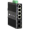 Techly Convertitore di rete Techly I-SWHUB 1042G Industriale Ethernet Gigabit Non Gestito 4xRJ45 a 2xSFP Nero [I-SWHUB 1042G]