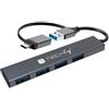 Techly Hub Usb Techly IUSB32-HUB4AC-4U3SL Usb 3.2 4 porte Usb Tipo A 5Gbps Grigio [621925]