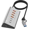 Techly Hub Usb Techly IUSB32-HUB7-4A3C Usb 3.2 Gen2 a 4x Usb-a 3x Usb-c in metallo Argento [623691]