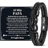 VU100 Regalo per Papà Festa del Papà Bracciale per Papa Festa del Papa Idee Ti Voglio Bene Bracciale in pelle da Uomo Regalo di Natale e di Compleanno per Lui