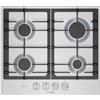 Bosch PCP6A5I90 Serie 6, Piano cottura a gas, FlameSelect, Manopole magnetiche removibili, griglie in ghisa, Acciaio, 60 cm, Inox