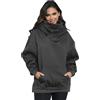 KENAIJING Felpa con Cappuccio in Pile con Sciarpa per Donna, Pullover Oversize Cotone Hoodie Casual Autunno Inverno（Rosso, XXL）