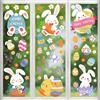 Pwsap 9 Fogli Adesivi Finestre di Pasqua, Grandi Coniglietto Uova Pulcino Fiore Adesivi per Finestre, Primaverili Statici Vetrofanie Sticker Finestra Pasqua Decorazion per Festa Casa Vetro Negozio Scuola
