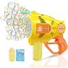 UROINT Pistola a Spara Bolle per Bambini, 57 Fori Macchina Automatico per Bolle di Sapone,2 * 60ml Soluzione, per Bambino Bambina 3 4 5 6 7 8 Anni per estate/attività all'aperto/Compleanno/Feste/Nozze, Giall