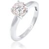 Elli Anello da Donna Solitario con Pietre di Zirconia Cubica in Argento Sterling 925