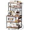 VEVOR Scaffale da Cucina Portaoggetti Microonde Utensili da Cucina 80x40x161,8 cm Scaffale Multipresa Integrata Cavo da 1,5 m Supporto con Ripiani da Bar Ristorante, Porta Spezie Scolapiatti Ganci