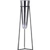 GILDE Vaso XL con supporto in metallo - Vaso in vetro color argento - supporto in metallo nero - altezza totale 82 cm