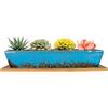ARTKETTY Vasi per piante grasse in ceramica da 25 cm, moderni contenitori rettangolari lunghi per piante grasse, con vassoio, per cactus e bonsai, con drenaggio, per interni ed esterni, decorazione