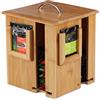 Relaxdays Tea Box, Contenitore Girevole, Coperchio Rimovibile, 4 Scomparti, 160 Bustine, 20,5x18x18 cm, Legno Naturale