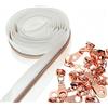 SHUNLI, 5 cerniere a spirale in nylon metallico al metro, nastro bianco con denti oro rosa, 9,1 m con 25 cursori, cerniere di ricambio fai da te per sartoria, cucito, artigianato, borse, borsette
