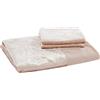 Sleepdown Set di biancheria da letto con bordo in velluto color champagne, composto da copripiumino e federe, morbido e raffinato, per letto matrimoniale (200 x 200 cm)