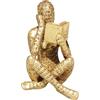 Dnoifne Statuetta da donna che legge in oro, statua pensatrice per la decorazione domestica, sculture estetiche astratte moderne in resina, piccola statua d'arte dorata per mensola, soggiorno, sala da pranzo,