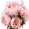 Duovlo Mazzi di peonie artificiali in seta, decorazione per matrimoni, casa, confezione da 1 (rosa chiaro primaverile)