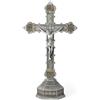 BC BUILDCLASSIC Crocifisso cattolico BC Crocifisso in piedi per altare, crocifisso d'argento decorazione da tavolo per casa elegante e moderna, regalo religioso, 37,3 cm H scultura rinascimentale fatta a mano da