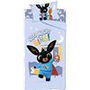 CARTOON Completo lenzuola per bambini, set 3 pezzi, sotto lenzuola con angoli, lenzuola, federa, letto singolo, 100% Cotone (Bing)